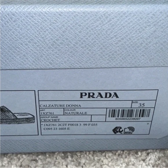 Prada Crochet Flatform Slides Sz 35 Beige Nude Brand New in Box with Receipt - Picture 15 of 16
